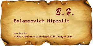 Balassovich Hippolit névjegykártya